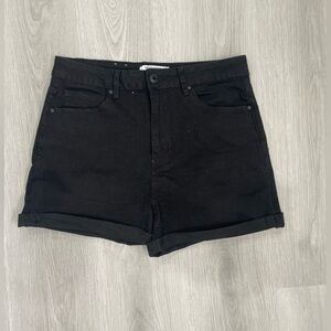 Black denim shorts